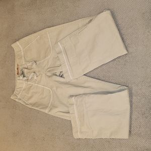 Eddie Bauer rolled tab floral embroidery wide leg khakis